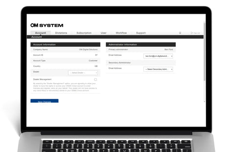 Image of the ODMS Cloud dictation screen