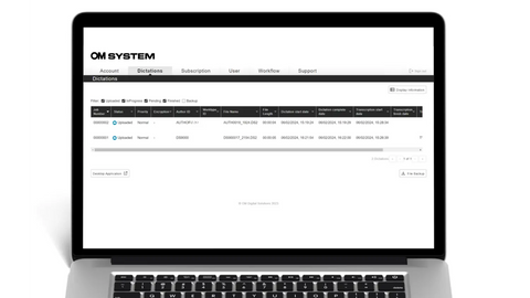 Image of the ODSM Dictation Cloud solution dictation screen